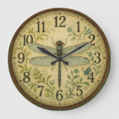 Delicate dragonfly artwork insect art garden style große wanduhr (Vorderseite)
