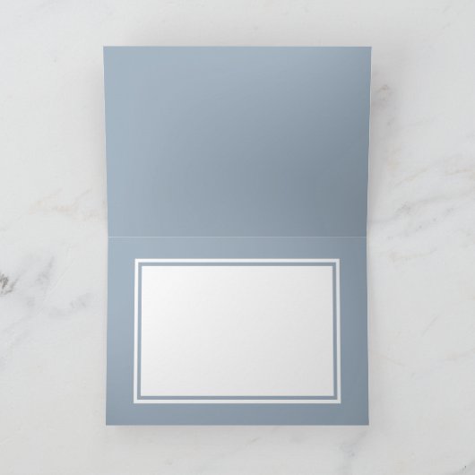 Delicate Dusty Blue Blätter Monogram Wedding Foto Einladung (Innenseite)