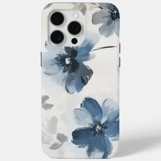 Delicate Dusty Blue Floral Art 🌸 Case-Mate iPhone Hülle (Rückseite)