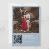 Delicate Dusty Blue QR Code UAWG Wedding Foto Einladung (Rückseite)