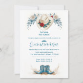 Delicate Elegant Coastal Cowgirl Boots & Hat XVs Einladung (Vorderseite)