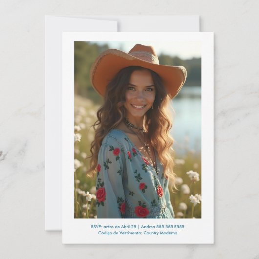 Delicate Elegant Coastal Cowgirl Boots & Hat XVs Einladung (Rückseite)