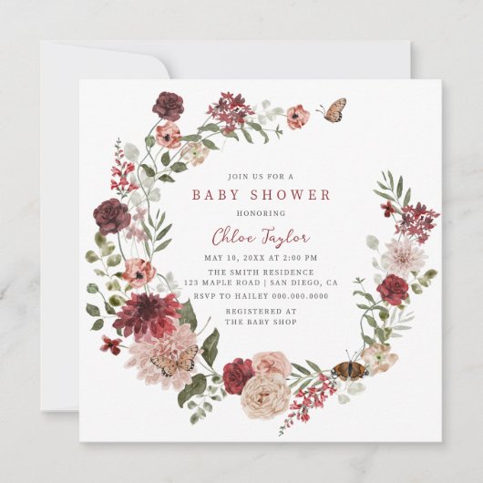 Delicate Fall Blumenstrauß Kinderdusche Einladung (Vorderseite)