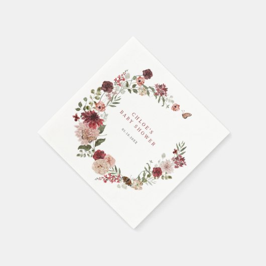 Delicate Fall Floral Wreath Baby Dusche Serviette (Ecke)