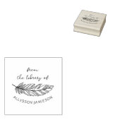 Delicate Feather Hand-written Custom Book Library Gummistempel (Stempel)