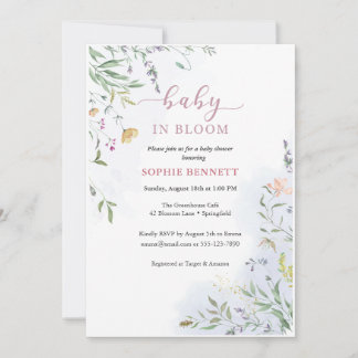 Delicate Floral Baby Shower Invitation Einladung