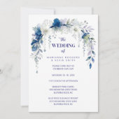 Delicate Floral Botanical Arch Blue Shades Wedding Einladung (Vorderseite)