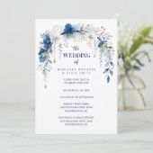 Delicate Floral Botanical Arch Blue Shades Wedding Einladung (Stehend Vorderseite)