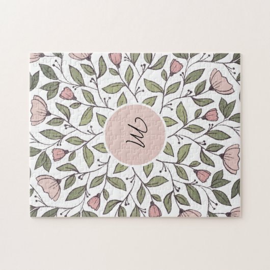 Delicate Floral Custom Monogram Puzzle (Horizontal)