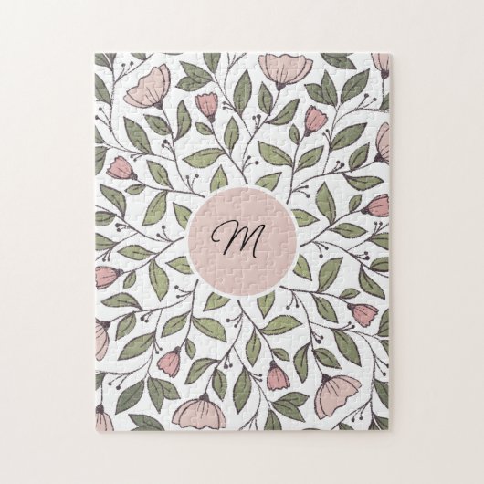 Delicate Floral Custom Monogram Puzzle (Vertikal)