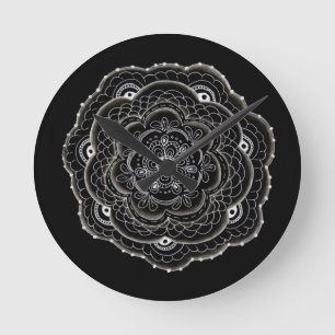 Delicate Floral Doilie Doodle Runde Wanduhr
