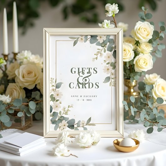Delicate Floral & Eucalyptus Wedding  Gift & Cards Poster