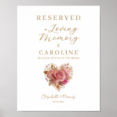Delicate Floral Heart Loving Memory Reserved Seat Poster (Vorne)