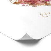 Delicate Floral Heart Wedding Memorial Table Poster (Ecke)