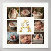 Delicate Floral Initial A 8-Photos Collage Newborn Poster (Vorne)