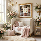 Delicate Floral Initial G 8-Photos Collage Newborn Poster