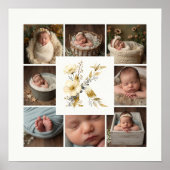 Delicate Floral Initial K 8-Photos Collage Newborn Poster (Vorne)