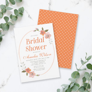 Delicate Floral Orange Bridal Shower Invitation Einladung