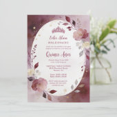 Delicate Floral Oval Quinceañera Tiara Invitation  Einladung (Stehend Vorderseite)