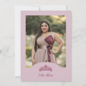 Delicate Floral Oval Quinceañera Tiara Invitation  Einladung (Rückseite)
