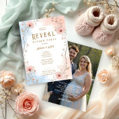 Delicate Floral Pink & Blue Shades Gender Reveal Einladung