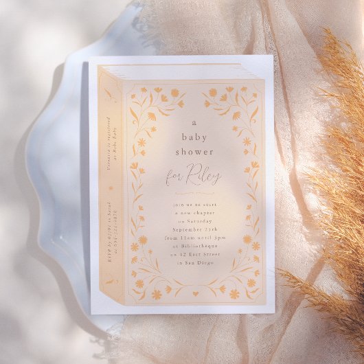 Delicate Floral Storybook Baby Dusche Einladung