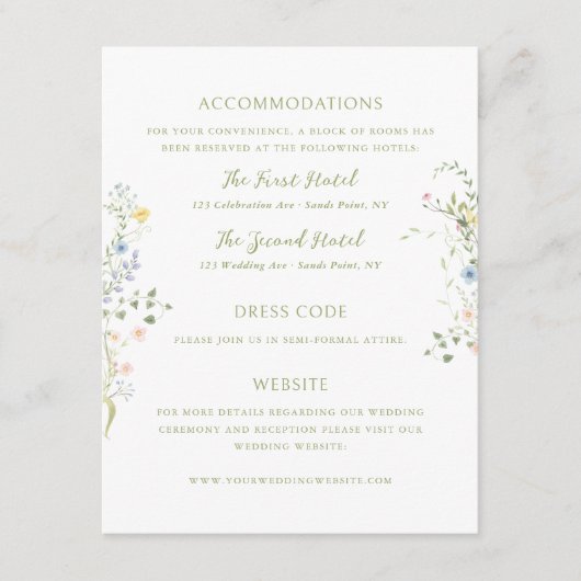 Delicate Floral Wedding Details Begleitkarte (Vorderseite)