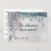 Delicate Floral Wreath Mauve neue Adresse Postkarte (Vorne/Hinten)