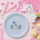 Delicate Florals blauer Hochzeitsfeier Pappteller (Party)