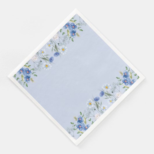 Delicate Florals blauer Hochzeitsfeier Serviette (Ecke)