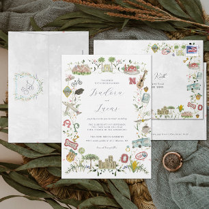 Delicate Florals Custom Bespoke Wedding Wappen Einladung