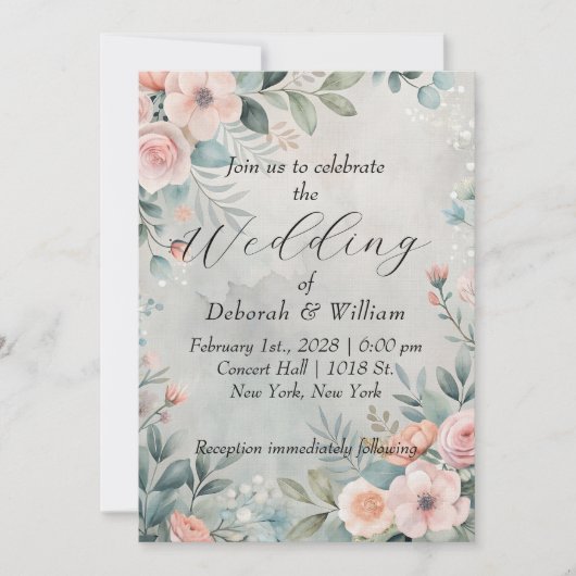 Delicate Florals Einladung (Vorderseite)