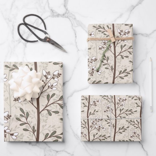 Delicate Flower Buds Bloom Soft Elegant Floral Geschenkpapier Set (Vorderseite)