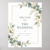 Delicate Flowers & Eucalyptus Wedding Welcome Poster (Vorne)
