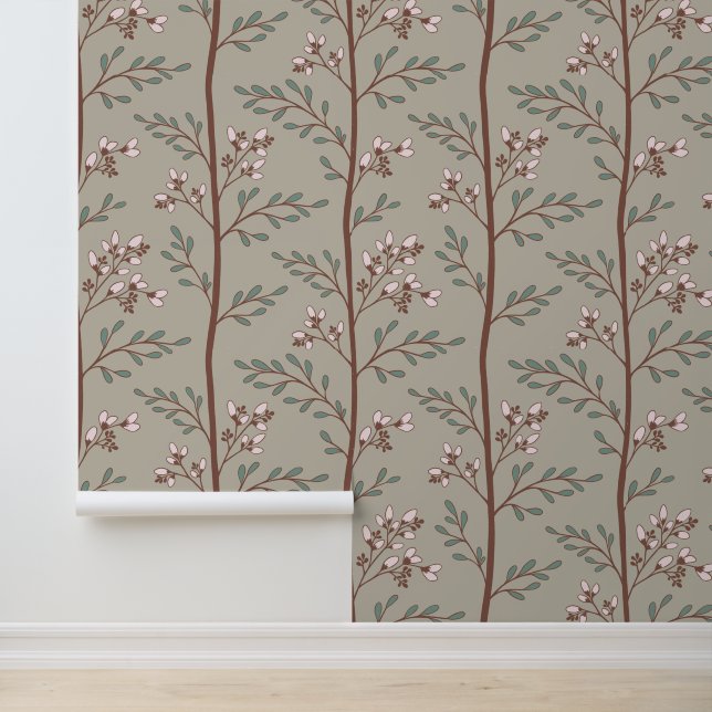 Delicate Flowers in Bloom XL2 floral silhouette Tapete (Anwendung)