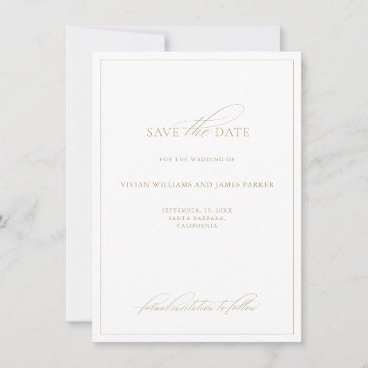 Delicate Frame Classic Wedding Save the Date Card (Vorderseite)