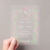 Delicate French Flora Crest Wedding Acryleinladungen (Insitu (Handheld))