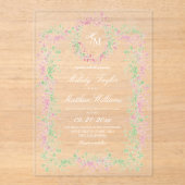 Delicate French Flora Crest Wedding Acryleinladungen (Vorderseite)