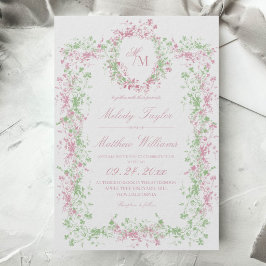 Delicate French Flora Crest Wedding Einladung