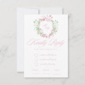  Delicate French Flora Crest Wedding RSVP Karte (Vorderseite)