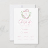  Delicate French Flora Crest Wedding RSVP Karte (Vorderseite)