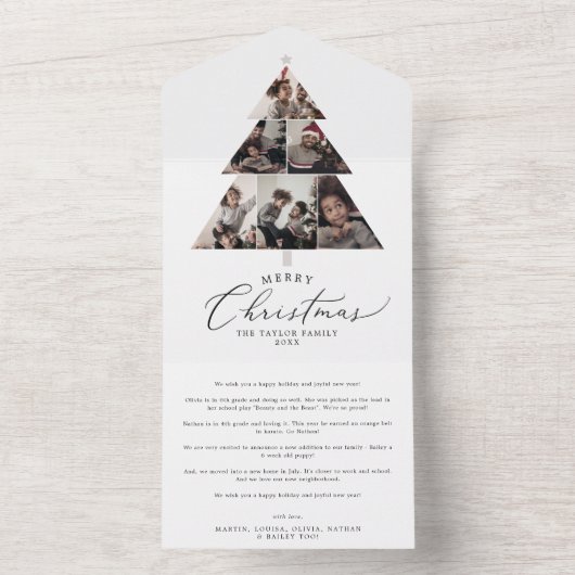 Delicate Frohe Weihnachtsbaum Multi Foto Urlaub All In One Einladung (Innen Boden)