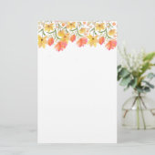 Delicate Garden Floral Monogram Stationery Paper Briefpapier (Stehend Vorderseite)