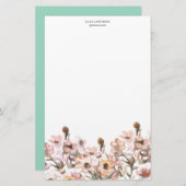 Delicate Garden Floral Monogram Stationery Paper Briefpapier (Vorne/Hinten)