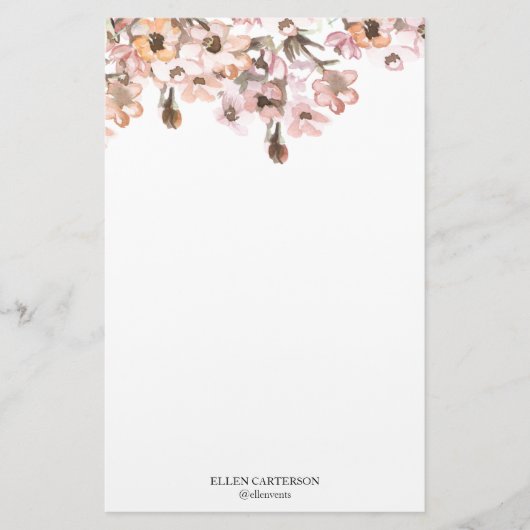 Delicate Garden Floral Monogram Stationery Paper Briefpapier (Vorderseite)