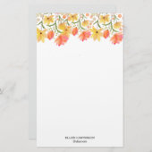 Delicate Garden Floral Monogram Stationery Paper Briefpapier (Vorne/Hinten)