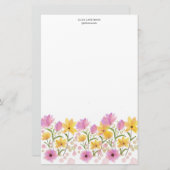 Delicate Garden Floral Monogram Stationery Paper Briefpapier (Vorne/Hinten)