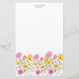 Delicate Garden Floral Monogram Stationery Paper Briefpapier