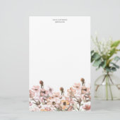 Delicate Garden Floral Monogram Stationery Paper Briefpapier (Stehend Vorderseite)