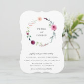 Delicate Garden Wreath Wedding Einladung (Stehend Vorderseite)